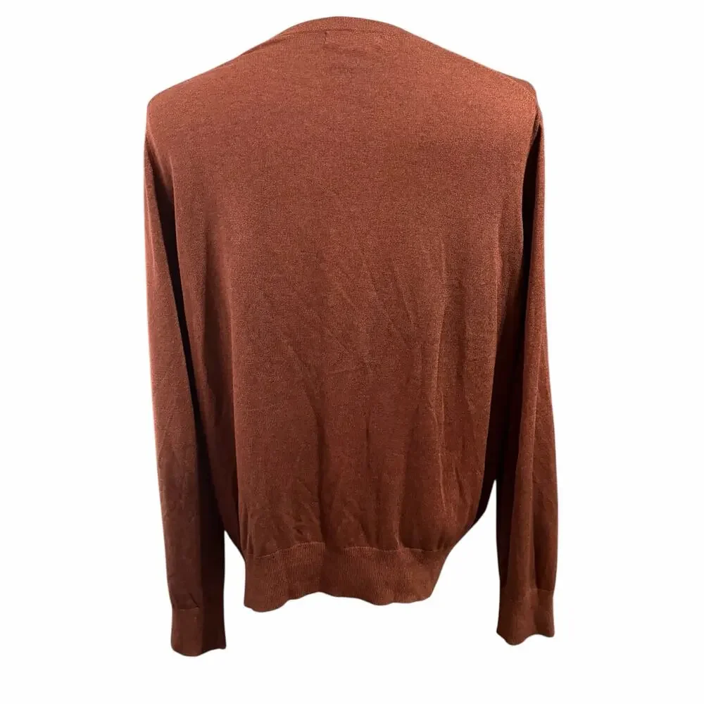 Banana Republic Men's Brown Silk Cashmere Blend V-Neck Sweater Sz XL Luxury Cozy